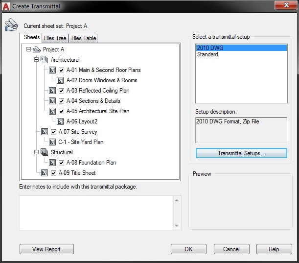 Hướng dẫn tạo Transmittal hoặc Lưu trữ Sets trong AutoCAD Sheet Sets