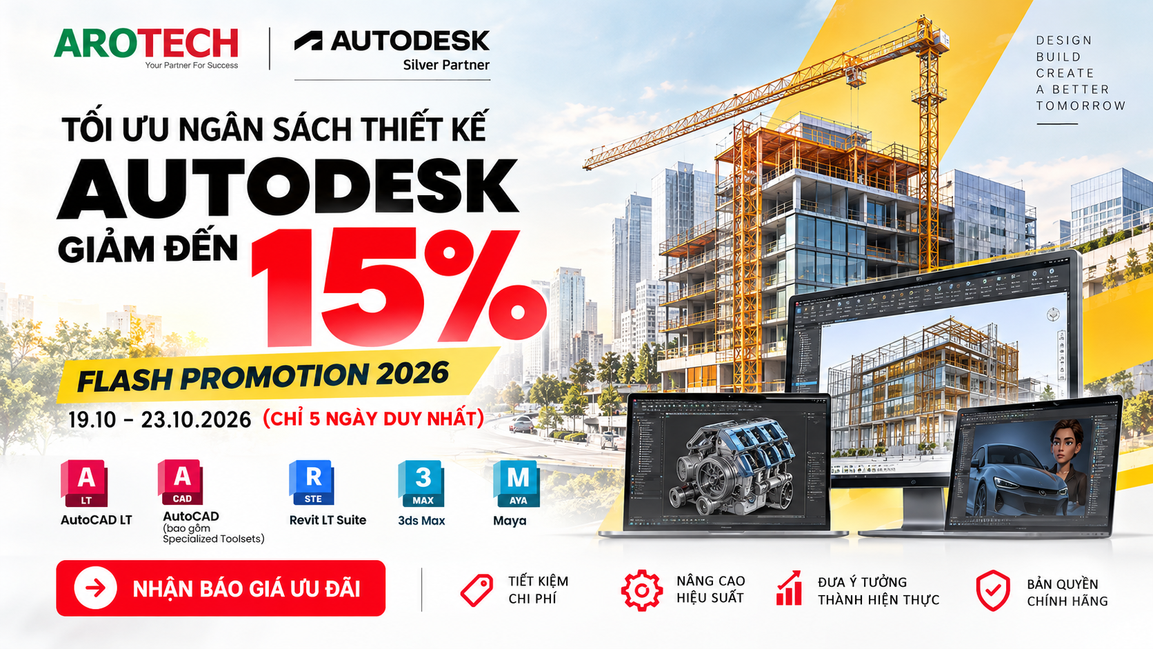 Autodesk Flash Promotion 2026 giảm đến 15% tại Arotech